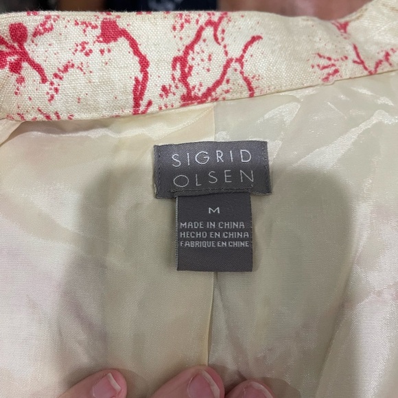 Sigrid Olsen Women's Long Floral Linen Jacket Coat Butterfly Size M Mandarin - Picture 9 of 9